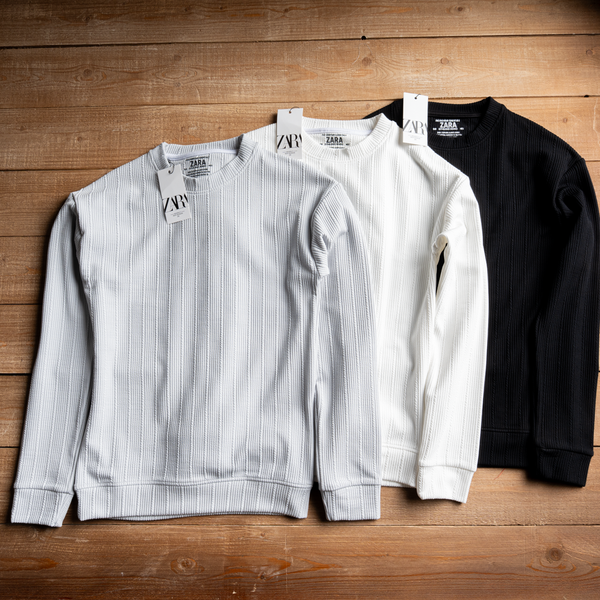 سويت شيرت رجالي مضلع قطن – ستايل عصري وراحة يومية